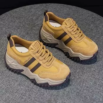 Genuine Leather Platform Shoes Versatile Casual Thick Soled Women s Shoes Luxury Designer Shoes for Women Platform Sneakers 33