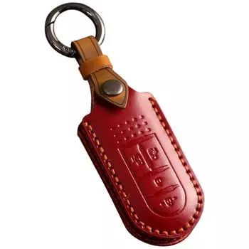 Genuine Leather Smart Key Case for Daihatsu Tanto Move and Also compatible with Toyota Smart Key Covers Custom, LA700S, Canvas, Thor, M900S. (Red).