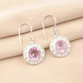 Genuine Pink Morganite Gemstone 925 Stamped Silver Earrings For Women s 1.5 Inch EE-153-2