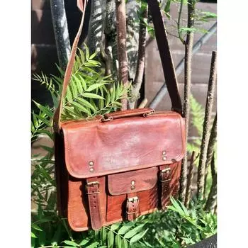 Genuine Vintage Leather Bag Men s Messenger Shoulder Laptop Bag Briefcase 13 x 10 x 4 in