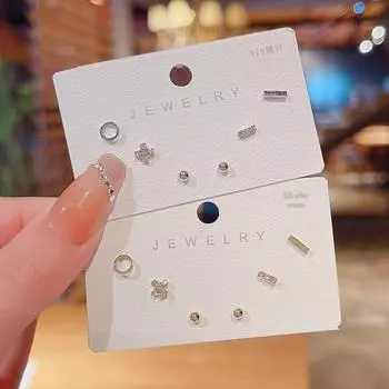 Geometric Design S925 Silver Earrings Set for Women - Elegant, Trendy, and Weekly Style. E4250 золотой