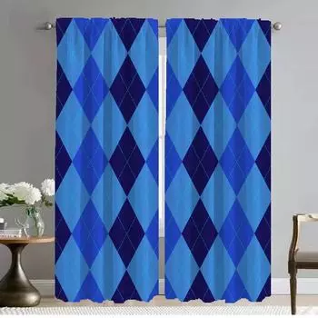 Geometric Patterns Polyester Curtains for Living Room Curtain Halloween Decoration Partition Shades Curtains 2 Pieces Kitchen W50xH70cmx2pcs-CL