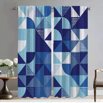 Geometric Patterns Polyester Home Interior Curtains for Living Room Curtain Halloween Decoration Kitchen Curtains 2 Pieces Child W50xH70cmx2pcs-CL