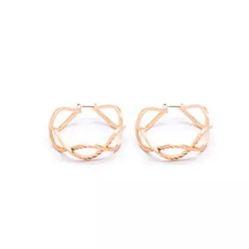 Геометрическая мода витые витые полые резные серьги-кольца 14k