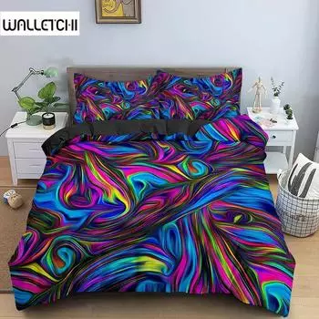 Геометрический пододеяльник Комплект постельного белья Twin Full King Queen Size Психоделический 3D абстрактный для детей подростков полиэстеровый пододеяльник EU Single 135x200cm