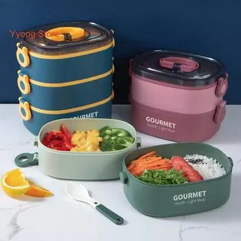 Герметичный ланч-бокс Bento 1400 мл/2000 мл со спорой, штабелируемый многоразовый для детей и взрослых, микроволновая печь, посудомоечная машина, морозильник, безопасный ланч-бокс