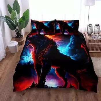 Ghost Wolf Night Duvet Cover Set King Queen Double Full Twin Single Size Bed Set 70x133cm 2pcs