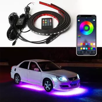 Гибкая светодиодная лента для автомобильного шасси LED для подсветки днища с дистанционным управлением/приложением RGB неоновые огни для создания атмосферы автомобиля Декоративная лампа