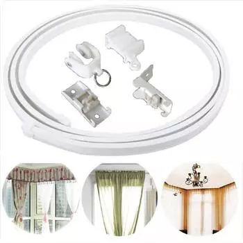 Гибкий потолочный карниз 1 м, пластиковый направляющий, установленный на гибкой изогнутой прямой направляющей, комплект аксессуаров для окон Side clamping