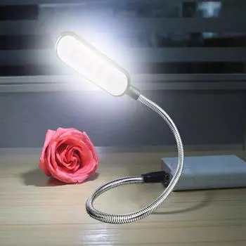 Гибкий яркий милый ночник Мини-светодиодный USB-светильник для чтения книг с питанием от ноутбука чёрный
