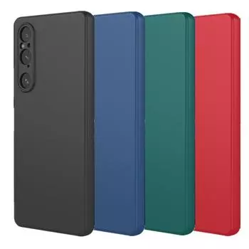 Гибкий жидкий силиконовый чехол TPU для Sony Xperia 1 10 VI 5 V защитный чехол бампер мягкий полный защитный чехол For Xperia 10 VI синий