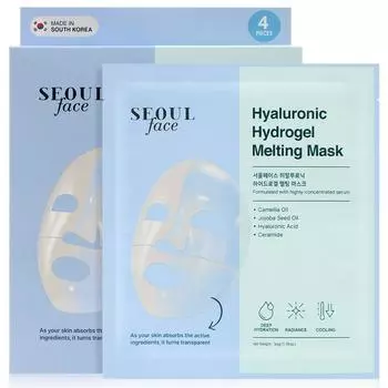 Гидрогелевая маска для лица Dermal Seoul с гиалуроновой кислотой, 4 упаковки, 1 упаковка