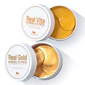 Гидрогелевые патчи для глаз Pretty Real Gold 60p + Vita 60p Set, 1 набор