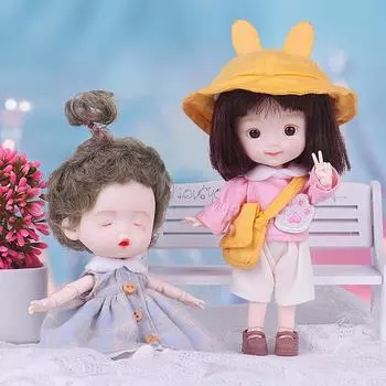 Gift Curly Wig Princess Doll Mini BJD Dolls 1/12 BJD Doll Pocket Joint Doll Figure Action Toys C