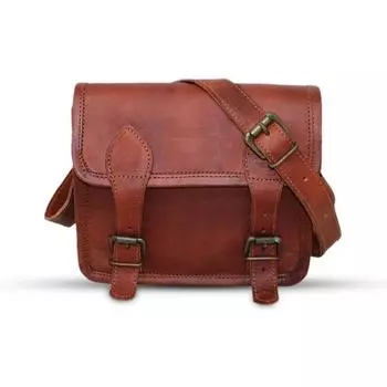 Gift For Her Leather Vintage Messenger Shoulder Satchel Laptop School Briefcase 9 x 7 x 3 in