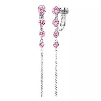 Gift from New York Dangling Chain Earrings for Platinum 925 Sterling Pink Perfect for Gift Women, Plated, Long, Silver, Stone, Hypoallergenic, Women, платиновый