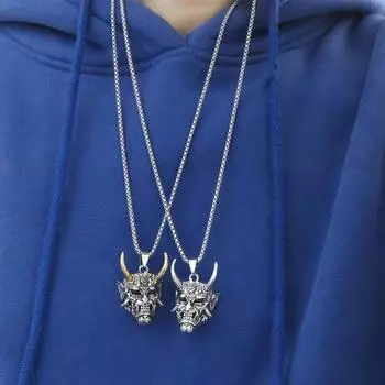 Gift Stainless Steel Creative Dark Cool Man Necklace Wheat Chain Clavicle Chain Ox Head Choker серебряный