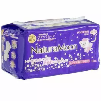 Гигиенические прокладки Natura Moon для ночного использования 10 шт. (с крыльями)