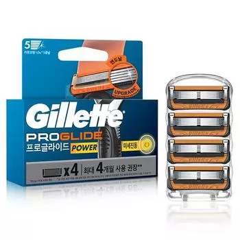 Лезвия для бритвы Gillette 2024 ProGlide Power, упаковка из 4 штук, 1 упаковка, корейское лезвие для бритвы
