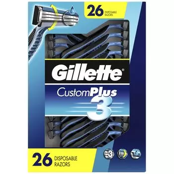 Gillette Custom Plus 3 одноразовая бритва для набора из 26 предметов для мужчин, 26,