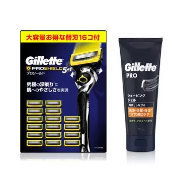 Gillette ProShield Manual Main Unit Spare Blades Shaving Gel 175ml Shaving Razor (16 Included) + [Set Purchase] Men s