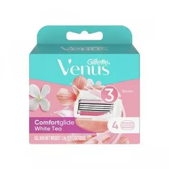 Gillette Venus Venus Comfort Glide Белый чай Лезвия для бритвы 4 шт. Бритва, совместимая с куском мыла