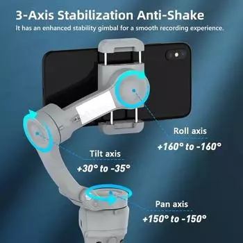 Gimbal Handheld Stabilizer for Cellphone, with Fill Light, Face Tracking, for Android iPhone Anti Shake Video Record