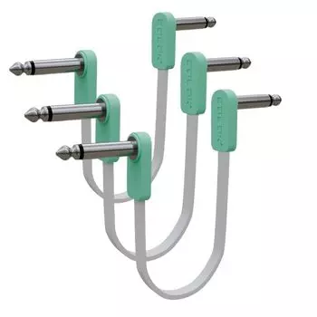 GIMI 20cm Color Patch Cable Space Saving Flat Cable for Guitar Effector Type 3 Pack L-L (Green-3pcs, 20cm)
