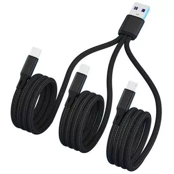 GIMIRO 3 в 1 USB-кабель для зарядки [длина 120 см] Тип C Кабели для быстрой зарядки и передачи данных чёрный