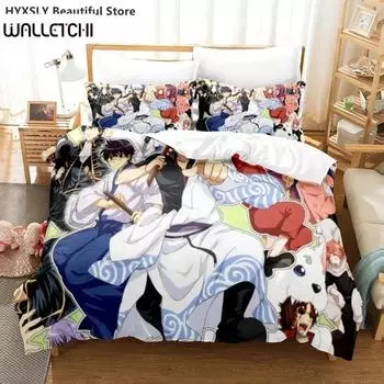 Gintama Bedding Set Duvet Cover Pillowcases For Adult Kids Single Double Full Queen King Kids Teens Sakata Gintoki Bed Linen EU Single 135x200cm