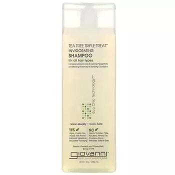 Giovanni, Tea Tree Triple Treat, бодрящий шампунь, для всех типов волос, 8,5 жидких унций (250 мл)
