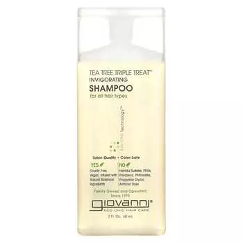 Giovanni, Tea Tree Triple Treat, тонизирующий шампунь, для всех типов волос, 2 жидких унции (60 мл)