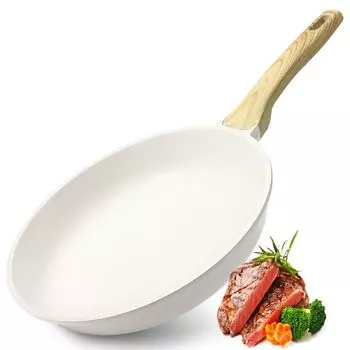 GiPP Frying IH Frying с термостойким мраморным покрытием, легко поддающимся обработке ПФОС, белая сковорода, 20 см, совместимая, легкая, антипригарная сковорода, ручка, покрытие, белый