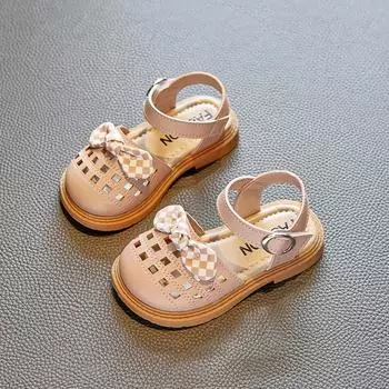 Girls Sandals Summer Soft Kids 2024 Non-slip Princess Flat Japan Wind Student Versatile Shoes Children s Fashion PU Casual Shoe 22 розовый