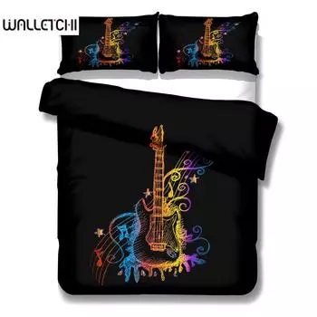 Гитара Игра Музыкальный пододеяльник Комплект постельного белья UK Single Double Queen US Twin Full King Size EU single(135x200cm)