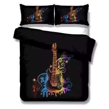 Гитара Игра Музыкальный пододеяльник Комплект постельного белья UK Single Double Queen US Twin Full King Size 230x230cm