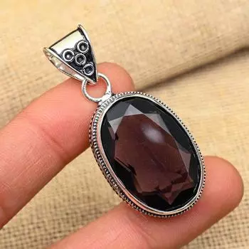 Glamorous Amethyst Gemstone Handmade 925 Sterling Silver Jewelry Pendant For Wedding Gift 2 Inches фиолетовый