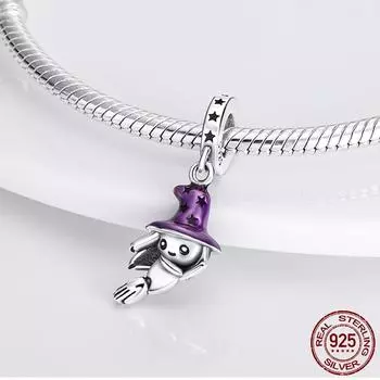 Гламурное серебро 925 пробы, кулон с черепом ведьмы, чайник, Джек, бусины для оригинального браслета Panjia, ожерелье, ювелирное изделие, подарок
