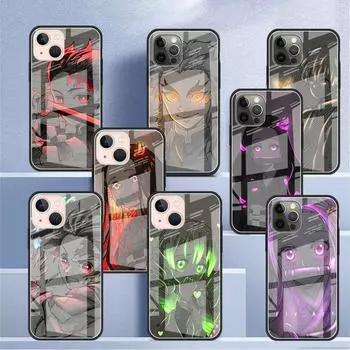 Стеклянный чехол для Apple iPhone 14 13 11 12 Pro 7 XR X XS Max 8 6 6s Plus SE 2022 13Pro закаленный телефон Tampa Anime Demon Slayer iPhone 7Plus(8 Plus)