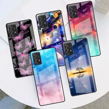 Стеклянный чехол для Samsung Galaxy A52 A71 A50 A51 A70 A21s A31 A72 A10 A12 A30 A22 5G, чехол для телефона с акварелью Samsung A03