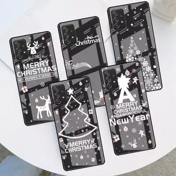 Glass Case For Samsung Galaxy A52 A71 A50 A51 A70 A21s A31 A72 A10 A12 A30 A22 5G Phone Cover Merry Christmas In Winter Samsung A03
