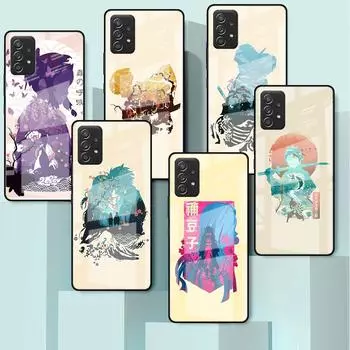 Glass Case For Samsung Galaxy A52 A71 A50 A51 A70 A21s A31 A72 A10 A12 A30 A22 5G Phone Cover Demon Slayer Anime Samsung A71 5G