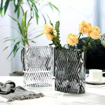 Glass Vase Oval Geometry Transparent Terrarium Floral Arrangement Accessories Flower Vase Home Decoration Accessories