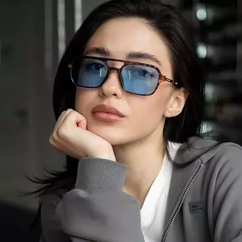 Glasses Square Frame Double Beam Metal Sunglasses Retro Uv Protection Sunglasses Men