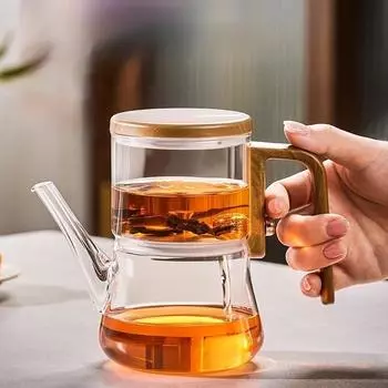 Главная Новый чайник с магнитной присоской Floaty Cup Новый термостойкий стеклянный чайник с магнитной бомбой для разделения воды Чайный набор