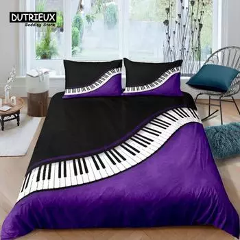 Главная Жизнь Роскошь 3D Piano Постельное белье Музыкальная нота Пододеяльник Наволочка Queen и King Размер EU/US/AU/UK Одеяло Постельное белье EU single(135x200cm)