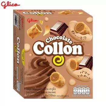 Глико Коллон со вкусом шоколада (Бисквитный рулет) 54 гx 10 шт / 20 шт - Тайская закуска 54 g x 10 pcs