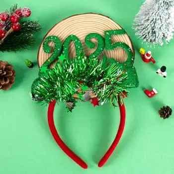Glitter Sequins Christmas Head Bands 2025 Christmas Headbands Hair Hoop Photo Props for Happy New Year Gifts Costume Xmas Noel
