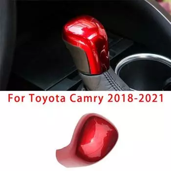 Gloss Red ABS Car Interior Gear Shift Knob Cover Trim For Toyota Camry 2018-2021