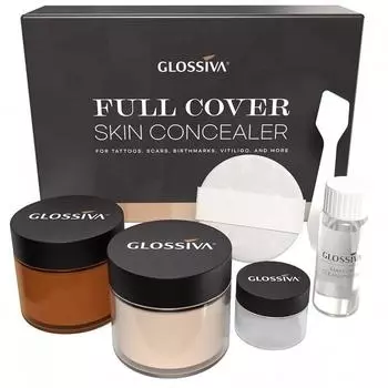 Glossiva Tattoo Cover Up Makeup Водостойкий консилер Темные пятна Шрамы Витилиго Спина - 2x30 мл - Тело Ноги для мужчин и женщин